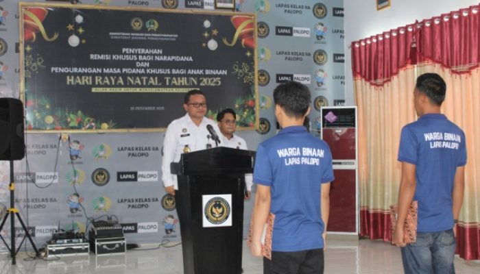 Lapas Palopo Serahkan Remisi Khusus Natal 2025 kepada 44 Warga Binaan