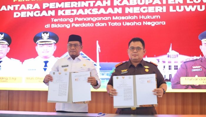 Pemkab Luwu dan Kejari Luwu Teken MoU Optimalisasi Penanganan Hukum Perdata dan TUN