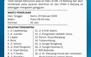 Kebocoran Pipa Air Baku di KM 13 Battang, Distribusi IPAM 3 Palopo Terganggu 20 Jam