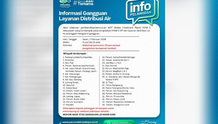 Perumda Tirta Mangkaluku Palopo Lakukan Pencucian WTP IPAM 5 Batupapan, Distribusi Air Terganggu