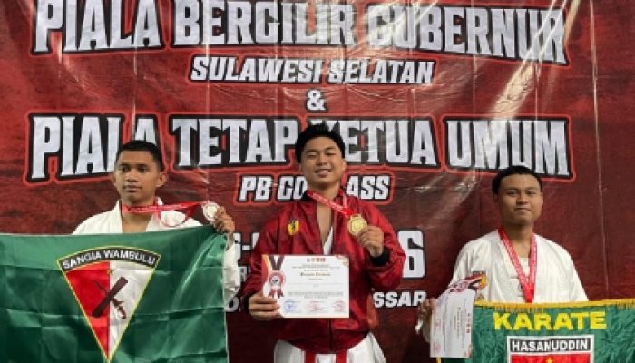Andi Fadhil Sabet Medali Emas di Kejuaraan Karate Piala Gubernur Sulsel