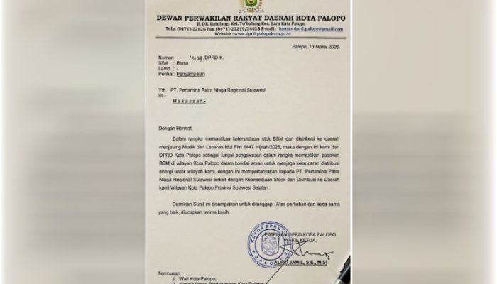 Antisipasi Kelangkaan BBM Saat Mudik, DPRD Palopo Surati Pertamina