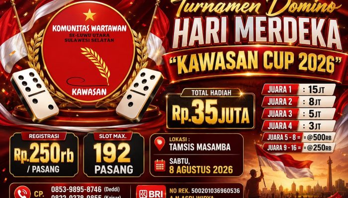Berburu Hadiah Rp35 Juta! Turnamen Domino KAWASAN Cup 2026 Siap Ramaikan HUT ke-81 RI di Masamba