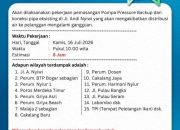 Perumda TM Palopo Tingkatkan Tekanan Air, Pasang Pompa Pressure di Jalan Andi Nyiwi