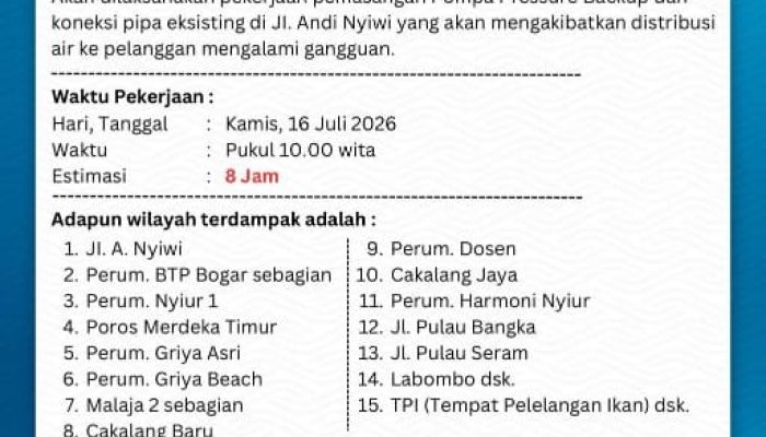 Perumda TM Palopo Tingkatkan Tekanan Air, Pasang Pompa Pressure di Jalan Andi Nyiwi