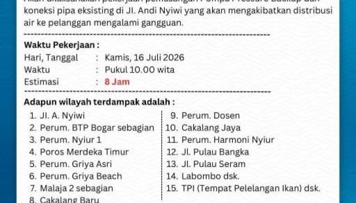 Perumda TM Palopo Tingkatkan Tekanan Air, Pasang Pompa Pressure di Jalan Andi Nyiwi