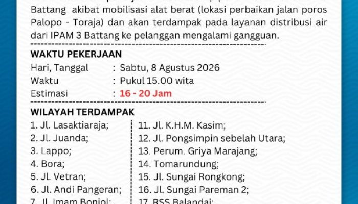 Pipa Air Baku Bocor di KM 13 Battang, Ini Daftar Wilayah Palopo yang Terdampak