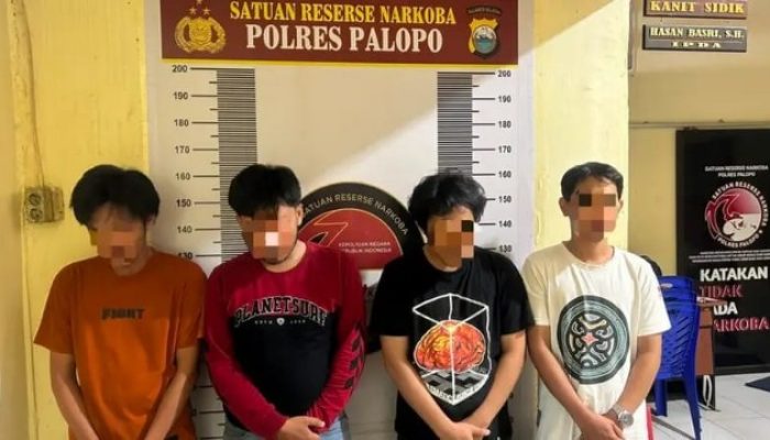 Polisi Sita 2,59 Gram Sabu di Palopo, 4 Terduga Pelaku Diamankan