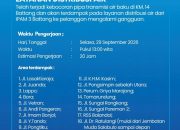 Pipa Transmisi Air Baku Bocor di KM 14 Battang, Distribusi Air IPAM 3 Palopo Terganggu