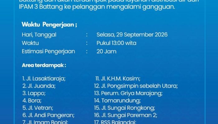 Pipa Transmisi Air Baku Bocor di KM 14 Battang, Distribusi Air IPAM 3 Palopo Terganggu