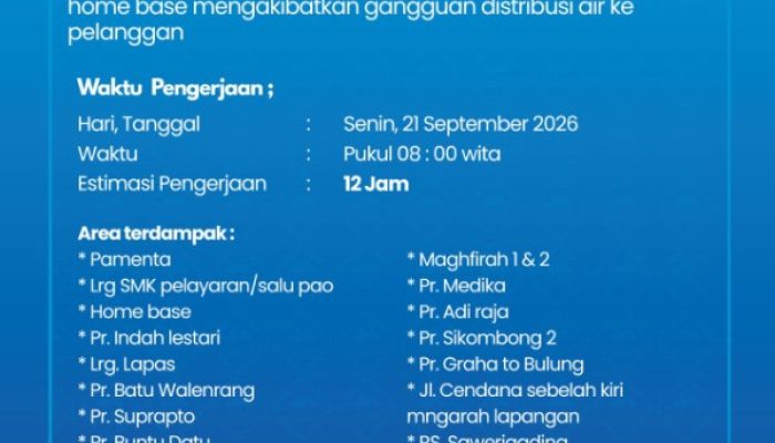 Pipa Jembatan Home Base Dikerjakan, Distribusi Air Palopo Terganggu Estimasi 12 Jam