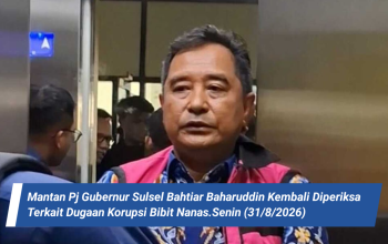Mantan Pj Gubernur Sulsel Bahtiar Baharuddin Kembali Diperiksa Terkait Dugaan Korupsi Bibit Nanas