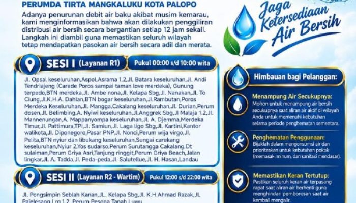 Debit Air Baku Menurun, Perumda TM Palopo Berlakukan Penggiliran Distribusi 2 Sesi